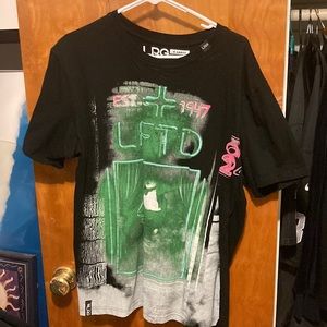 Lrg Black Short-Sleeve Tee with Neon Green & Hot Pink Graphic